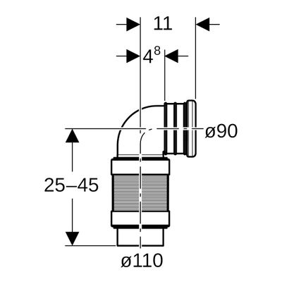 Geberit PE-Bogen flexibel für Duofix Element Wand-WC Höhenverstellb.mit UP300, DN 90 / 100 Bild 2