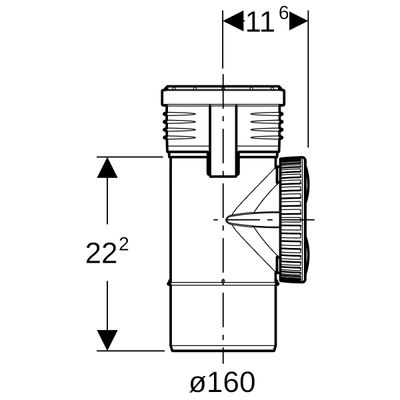 Geberit Reinigungsstück DN 150 90 Grad, mit runder Serviceöffnung, 116 mm, Farbe schwarz Bild 3