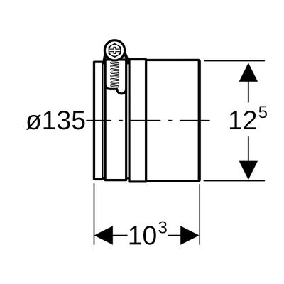Geberit Übergangsmanschette auf Guss, 103 mm, Farbe schwarz Bild 2