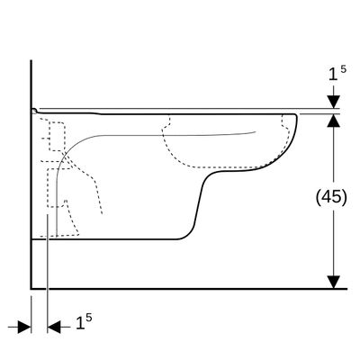 Geberit Vitalis Wand-WC Tiefspüler verl. Ausl, T:70 cm, KeraTect, 345 x 355 mm, Farbe weiß Bild 5
