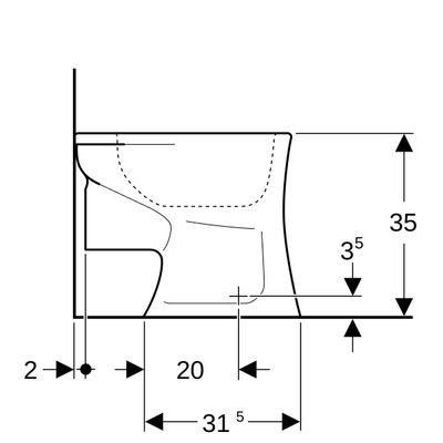 Geberit er Stand-Flachspül-WC, Abgang waagerecht, Höhe: 350 mm, weiss, 350 x 330 x 430 x 430 mm, Farbe weiß Bild 7