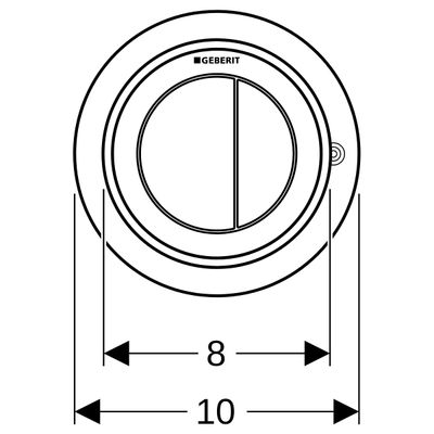 Geberit Typ 10 Fernbetaetigung, rund, pmeum. 2-M-Sp, Möbeldrücker, chrom, Edelstahl / chrg Bild 3