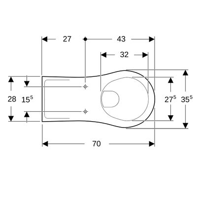 Geberit Vitalis Wand-WC Tiefspüler verl. Ausl, T:70 cm, KeraTect, 345 x 355 mm, Farbe weiß Bild 6