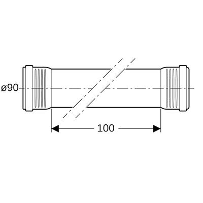 Geberit Rohr, mit 2 Muffen, 1000 mm, Farbe schwarz Bild 3