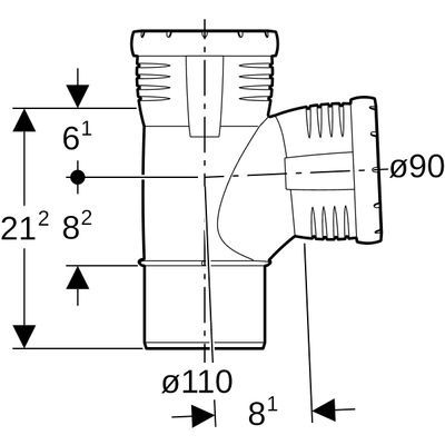 Geberit Bogenabzweig x 90 87,5 Grad, DN 100, Farbe schwarz Bild 3