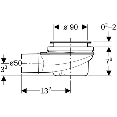 Geberit Duschwannenablauf d90 mit Ablaufdeckel Sperrwasserhöhe d50 PP, 50 mm Bild 3