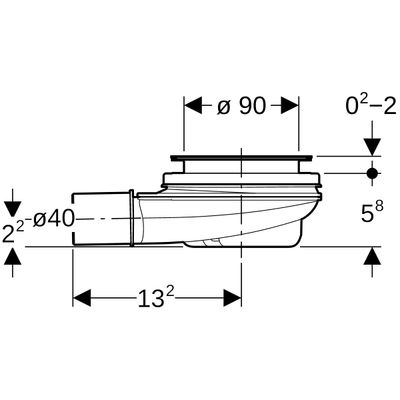 Geberit Duschwannenablauf d90 Sperrwasserhöhe d40 PP, 30 mm Bild 3