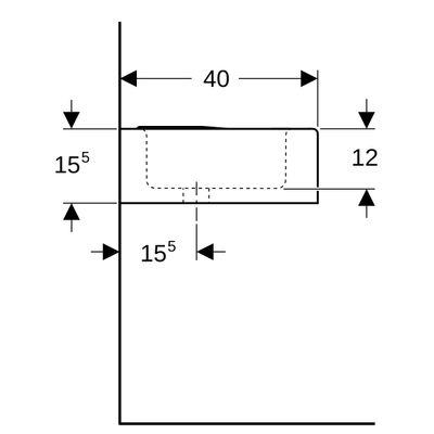 Geberit er (Bambini)Waschtisch, 600 x 400 mm, mit HL, ohne ÜL, weiss, 155 x 600 x 400 mm, Farbe weiß Bild 3