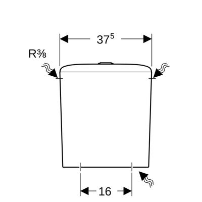 Geberit iCon AP-SPK aufgesetzt, eckig 2-M-Sp, Wasseranschluss seitl, weiss Tect, 425 x 375 x 145 mm, Farbe weiß Bild 6