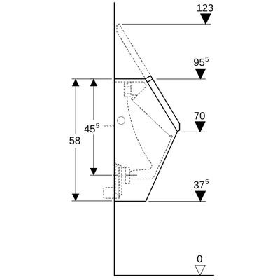 Geberit Urinal mit Deckel, Zul.v. hinten, mit Befest, Abgang waagerecht, weiss, 580 x 325 x 300 mm, Farbe weiß Bild 4