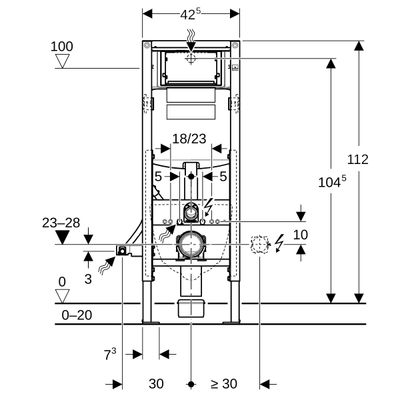 Geberit Wand-WC-Element 112 cm, mit Sigma Unterputz-Spülkasten, barrierfreie Ausf, 1120 x 420 mm Bild 8