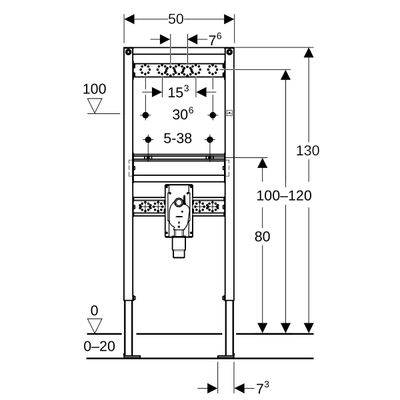 Geberit Waschtisch-Element 130 cm für Wandarmatur, mit UP-Geruchverschluss, 1300 x 500 mm Bild 3