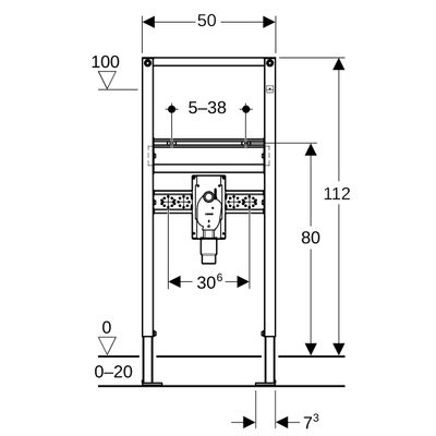 Geberit Waschtisch-Element 112 cm für Standarmatur, mit UP-Geruchverschluss, 1120 x 500 mm Bild 3