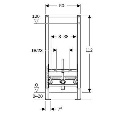 Geberit Wandbidet-Element 112 cm, für Einlocharmatur, 1120 mm Bild 3