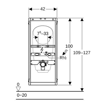 Geberit GIS Element, für Urinal, 114 cm, Universal, für AP-Druckspüler Bild 4