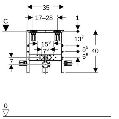 Geberit Waschtisch-Element, für Standarmatur, 350 x 340 mm Bild 3