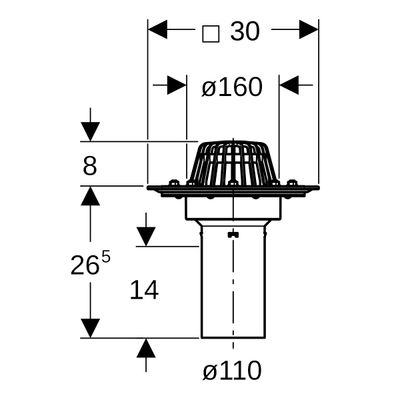 Geberit Dachwassereinlauf, mit Befestigungsfl, für Dachabdichtungsfolie d110 7L / s, Farbe schwarz Bild 3