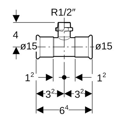 Geberit Mapress Edelstahl T-Stück, mit AG d15-R1 / 2-15, Farbe silberfarben Bild 3