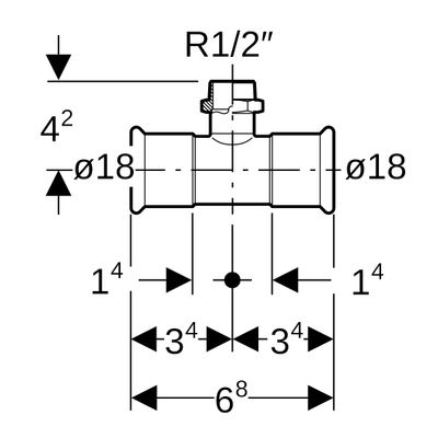 Geberit Mapress Edelstahl T-Stück, mit AG d18-R1 / 2-18, Farbe silberfarben Bild 3