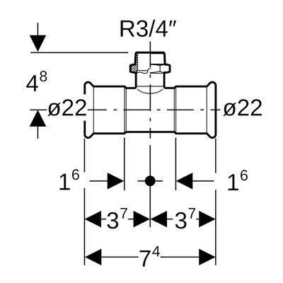 Geberit Mapress Edelstahl T-Stück, mit AG d22-R3 / 4-22, Farbe silberfarben Bild 3
