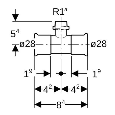 Geberit Mapress Edelstahl T-Stück, mit AG d28-R1-28, Farbe silberfarben Bild 3