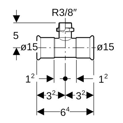 Geberit Mapress Edelstahl T-Stück, mit AG d15-R3 / 8-15, Farbe silberfarben Bild 3