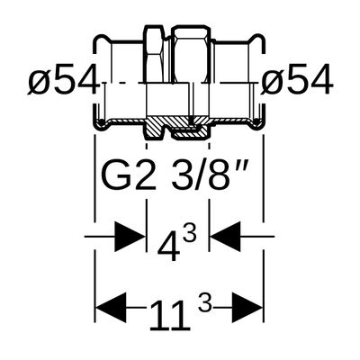 Geberit Mapress Edelstahl Verschraubung, mit Überwurfmutter aus ESt d54, 113 mm, Farbe silberfarben Bild 3