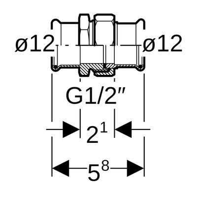 Geberit Mapress C-Stahl Verschraubung d12, 58 mm, Farbe grau Bild 3