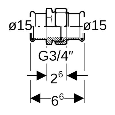 Geberit Mapress C-Stahl Verschraubung d15, 66 mm, Farbe grau Bild 3