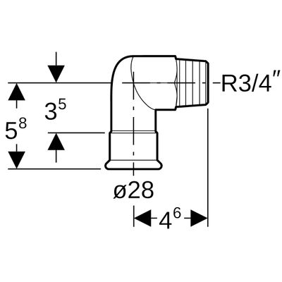 Geberit Mapress Edelstahl Übergangswinkel 90Gr, mit AG (Gas) d22-Rp1 / 2, Farbe silberfarben Bild 3