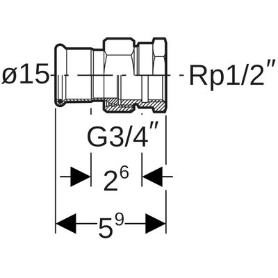 Geberit Mapress Edelstahl Übergangsverschraubte, mit IG ÜM aus ESt d15-Rp1 / 2, 59 mm, Farbe silberfarben Bild 3