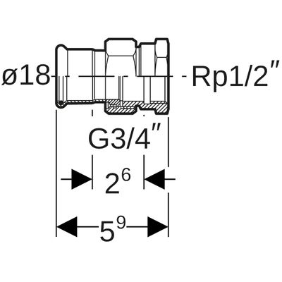 Geberit Mapress Edelstahl Übergangsverschraubte, mit IG ÜM aus ESt d18-Rp1 / 2, 59 mm, Farbe silberfarben Bild 3