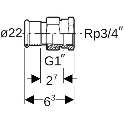 Geberit Mapress Edelstahl Übergangsverschraubte, mit IG ÜM aus ESt d22-Rp3 / 4, 63 mm, Farbe silberfarben Bild 3