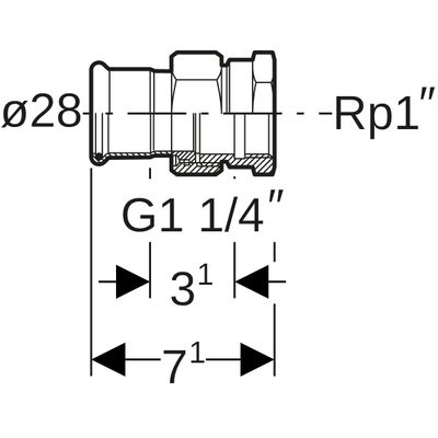 Geberit Mapress Edelstahl Übergangsverschraubte, mit IG ÜM aus ESt d28-Rp1, 71 mm, Farbe silberfarben Bild 3