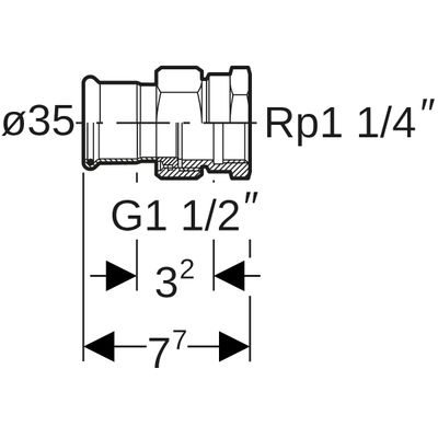 Geberit Mapress Edelstahl Übergangsverschraubte, mit IG ÜM aus ESt d35-Rp1 1/4, 77 mm, Farbe silberfarben Bild 3