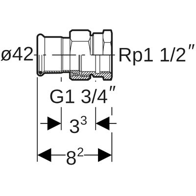 Geberit Mapress Edelstahl Übergangsverschraubte, mit IG ÜM aus ESt d42-Rp1 1/2, 82 mm, Farbe silberfarben Bild 3