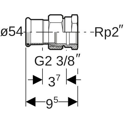 Geberit Mapress Edelstahl Übergangsverschraubte, mit IG ÜM aus ESt d54-Rp2, 95 mm, Farbe silberfarben Bild 3