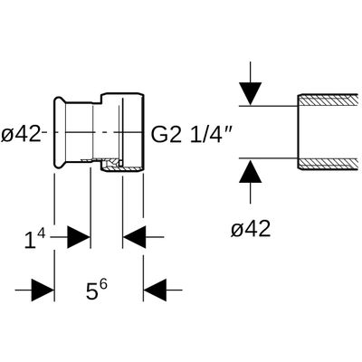 Geberit Mapress C-Stahl Übergang, mit Überwurfmutter d42-G2 1/4, Farbe grau Bild 3