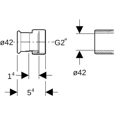 Geberit Mapress Kupfer Pressfitting-Übergang, mit Überwurfmutter 42 mm x 2", Rtg, 54 mm, Farbe kupfer Bild 3