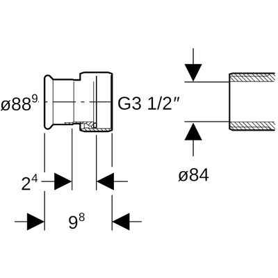 Geberit Mapress Kupfer Übergang, mit Überwurfmutter Rg d88,9-G3 1/2, 98 mm, Farbe kupfer Bild 3