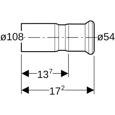 Geberit Mapress Edelstahl-Reduktion, mit Einschubende 108 x 54 mm LABS-frei, 172 mm, Farbe silberfarben Bild 3