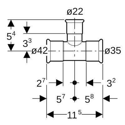 Geberit Mapress Edelstahl T-Stück reduziert d42-22-35, Farbe silberfarben Bild 3