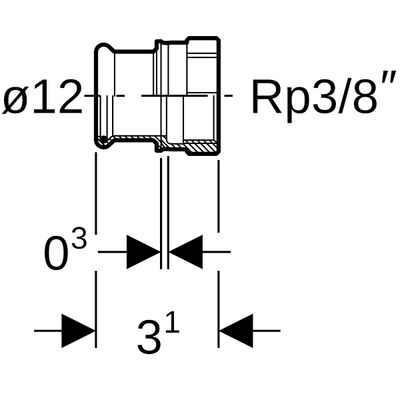 Geberit Mapress C-Stahl Übergang, mit IG d12-Rp3 / 8, Farbe grau Bild 3