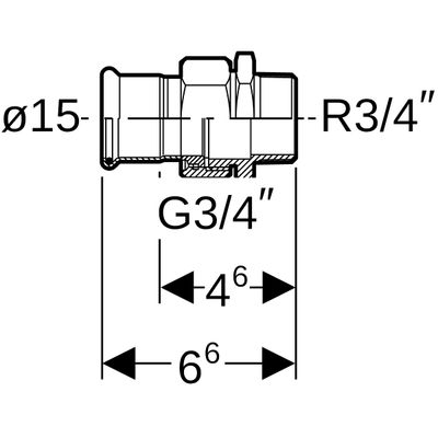 Geberit Mapress Edelstahl Übergangsverschraubte, mit AG ÜM aus ESt d15-R3 / 4, 66 mm, Farbe silberfarben Bild 3