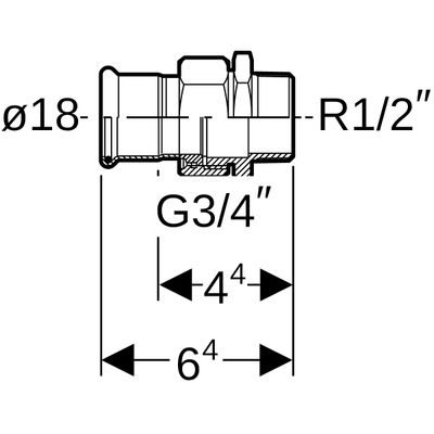 Geberit Mapress Edelstahl Übergangsverschraubte, mit AG ÜM aus ESt d18-R1 / 2, 64 mm, Farbe silberfarben Bild 3