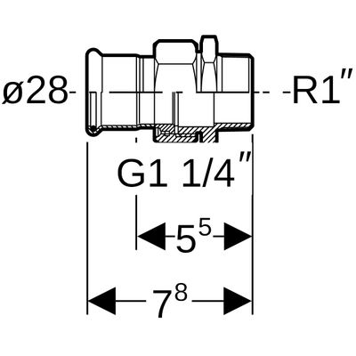 Geberit Mapress Edelstahl Übergangsverschraubte, mit AG ÜM aus ESt d28-R1, 78 mm, Farbe silberfarben Bild 3
