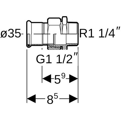 Geberit Mapress Edelstahl Übergangsverschraubte, mit AG ÜM aus ESt d35-R1 1/4, 85 mm, Farbe silberfarben Bild 3