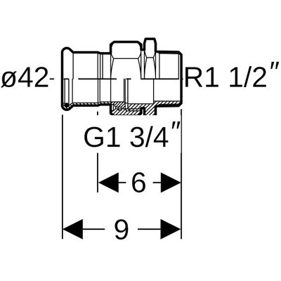 Geberit Mapress Edelstahl Übergangsverschraubte, mit AG ÜM aus ESt d42-R1 1/2, 90 mm, Farbe silberfarben Bild 3