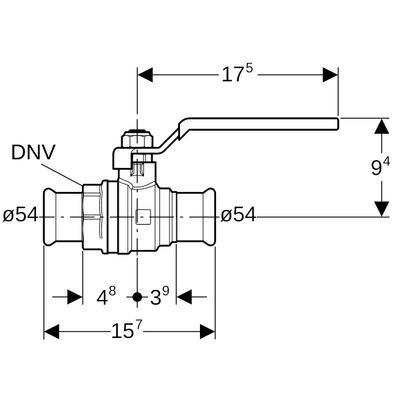 Geberit Mapress Kugelhahn, mit Betaetigungshebel Ms d54 Bild 3