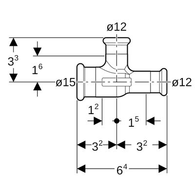 Geberit Mapress T-Stück reduziert Ms d15-12-12 Bild 3